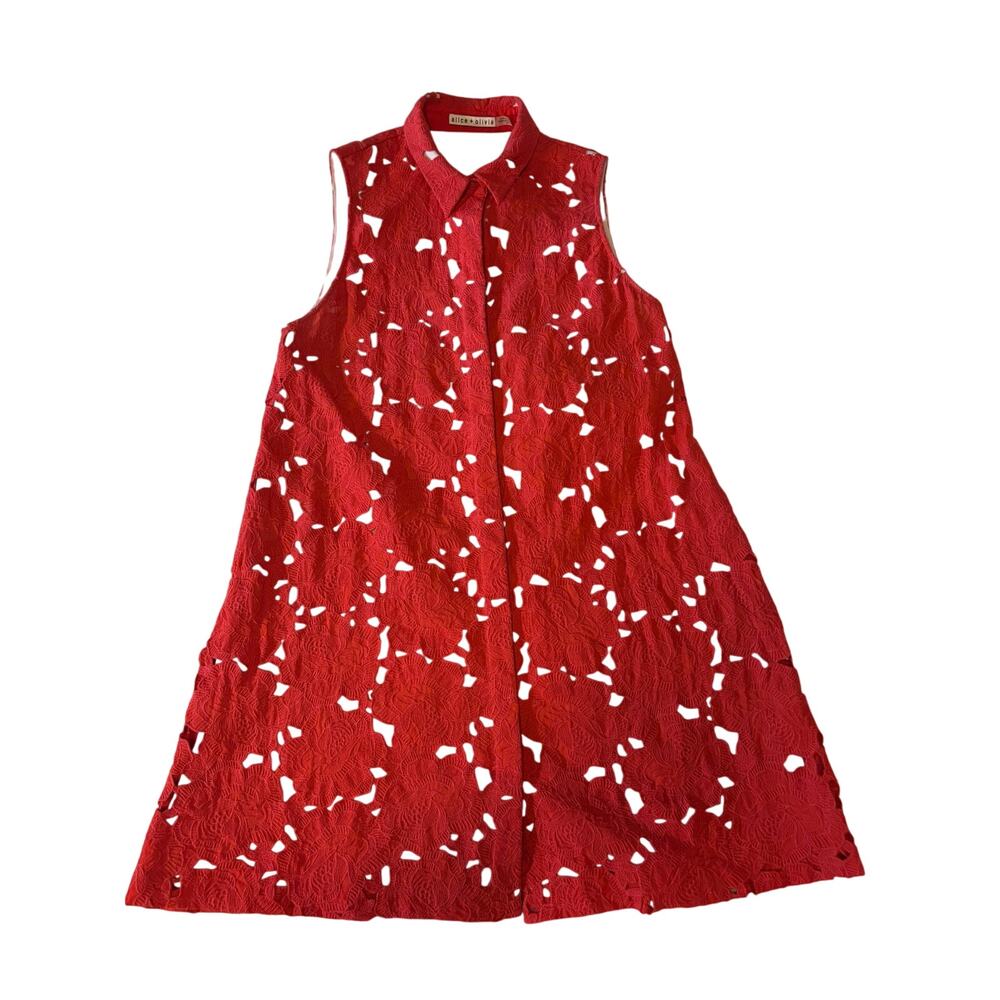 Alice + Olivia Coral Lace Sleeveless Shift Dress | Size S/P